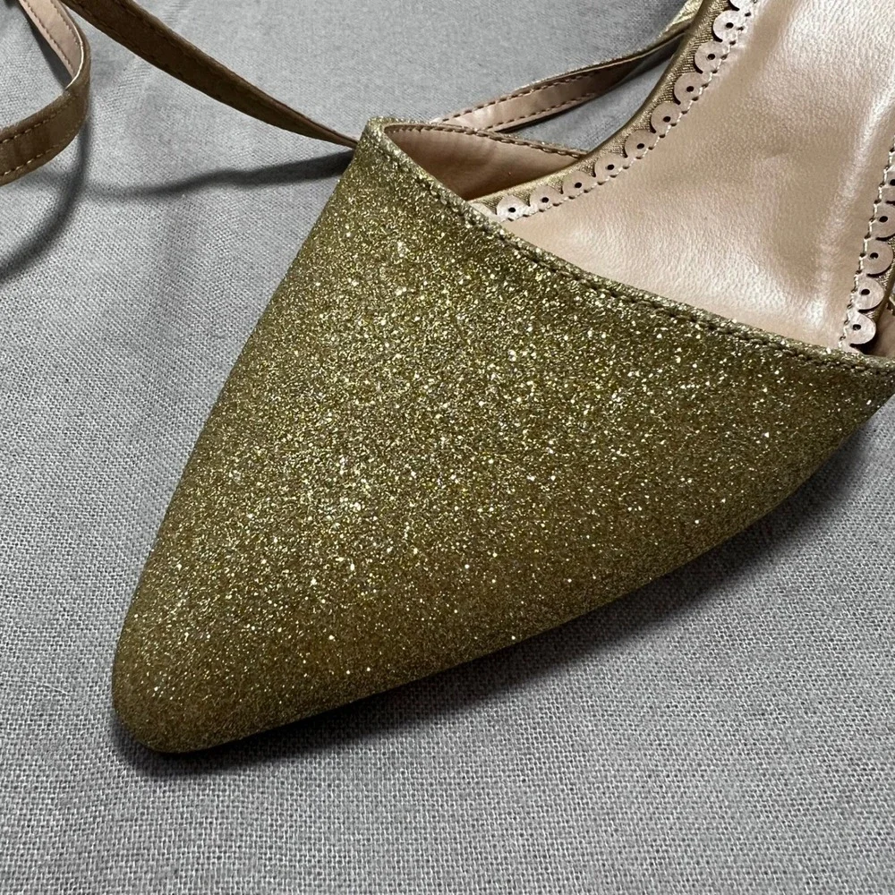 Journee Collection Leila Glitter Pumps D'Orsay Ankle Strap Heels Pointed Toe 6.5